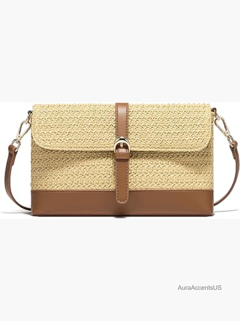 Straw Bag For Women, Woven Summer Beach Purse With Detachable Strap, Boho